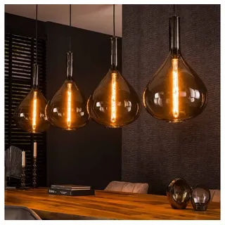 famlights Pendelleuchte famlights, Pendelleuchte Jupp in Schwarz-transparent E27 4-flammig grau|schwarz