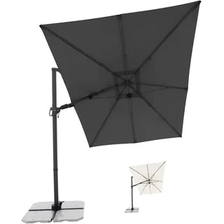 Doppler Pendelschirm Style 300x220cm, Dunkelgrau, mit Kurbel, UV-Schutz 50+ | Rechteckiger Gartenschirm, Alu-Gestell, schrägstellbar, beidseitig schwenkbar & 360° drehbar, inkl. Standkreuz