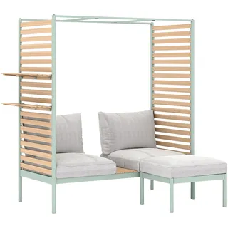 None Skipton Loungeset 2-teilig Teakholz mint/beige