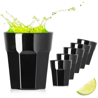 PLATINUX Schwarze Schnapsgläser aus Glas 30ml (max. 40ml) Set 6 Teilig Wodkagläser Tequilagläser Shotgläser Pinnchen 4cl