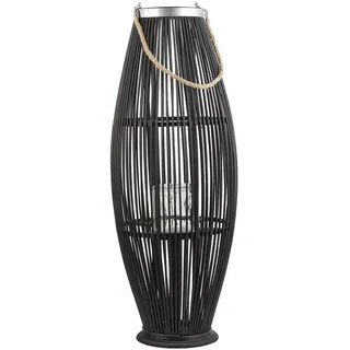 Beliani Laterne TAHITI Holz 32 x 84 x 32 cm 1 Stück Schwarz