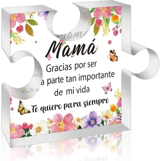 Regalos para Mamá Acrylschild mit bunten Blumen, Andenken, Briefbeschwerer, Geschenke für Mutter, Weihnachten, Muttertag, Schreibtischschild