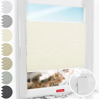 Schuette® Plissee ohne Bohren zum Kleben ● Dolomite Kollektion: Vanilla Sky (Beige) ● 30x100cm (Breite x Höhe) ● Suprafix Klebe- & Schraubhalter 2in1 Set Letsbond ● Bequeme Rollo Video