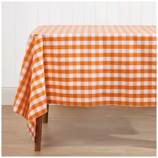 Homescapes Tischdecke Vichy-Karo 137 x 137 cm Orange-weiß
