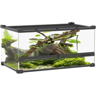 Terrarium für Reptilien Glasterrarium 34L mit Frontbelüftung Schwarz