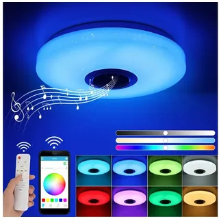 WILGOON Deckenleuchte 60W LED RGB Panel Deckenleuchte Sternenhimmel Dimmbar, LED fest integriert, warmweiß, kaltweiß, RGB, mit Bluetooth Musik Lautsprecher APP,RGB Farbwechsel LED Deckenleuchte