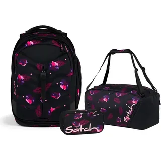 Satch Schulrucksack-Set MATCH Mystic Nights, Mäppchen + Sporttasche - Schwarz