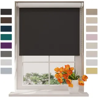 DTCH® Verdunkelungsrollo 200 x 190 cm Schwarz, Größen von 40 bis 240 Breite, Ohne Bohren möglich, Rollo Wandmontage, Rollo 200 cm Breit, Fenster Rollos für Innen