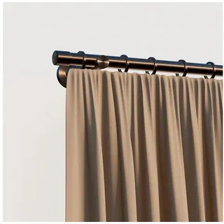 indeko Gardinenstange Linz, Ø 20 mm, 1-läufig, Wunschmaßlänge, mit Bohren, verschraubt, Stahl, Komplett-Set inkl. Montagematerial braun Ø 20 mm x 140 cm