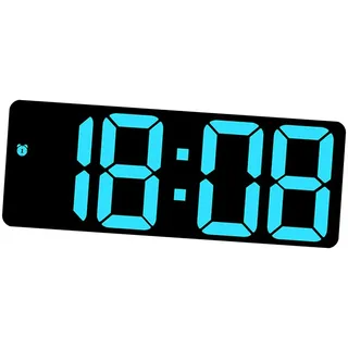 kowaku Digitale Wanduhr, LED Wecker, Anzeigetisch, Elektronische Tischuhr, Snooze mit Datum, Temperaturdimmer, für Büro, Erwachsene, Zuhause, Lernen, Blau