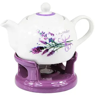 Wamat Teekanne Stövchen Set - Keramik - Purple - 1 Liter - Neu & Originalverpackt