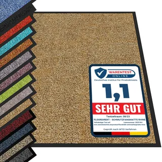 etm Hochwertige Fußmatte | schadstoffgeprüft | bewährte Eingangsmatte in Gewerbe & Haushalt | Schmutzfangmatte mit Top-Reinigungswirkung | Sauberlaufmatte waschbar & rutschfest (90x300 cm, Beige)