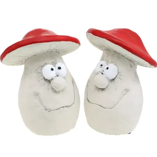 Pilze Deko Beton, Glücksbringer, Silvester Herbst Weihnachten, 2 Stk Rot/Weiß,