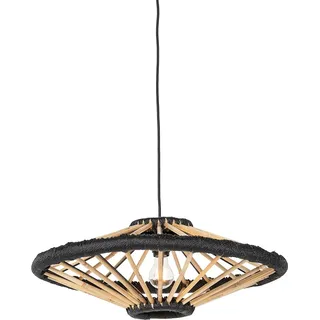 Orientalische Hängelampe Bambus Mit Schwarz 60 Cm - Evalin