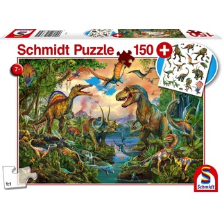 Schmidt Spiele GmbH Puzzle »150 Teile Schmidt Spiele Kinder Puzzle Wilde Dinos mit Tattoos Dinosaurier 56332«, 150 Puzzleteile