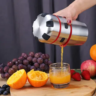 WEQUALITY Manuelle Orangensaftpresse, Edelstahl 304 Zitrus- und Obst-Handpresse, Entsafter mit integriertem Behälter, rutschfestes Design, ideal für Zitrusfrüchte, Äpfel, Ananas oder Grapefruits.