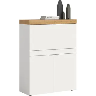 OTTO home Sekretär MAMBO, Höhe 122cm, 2 Türen, 1 Schubkasten, 1 Klappe (Multifunktional mit viel Stauraum, klappbare Tischfläche), Home-Office-Schreibtisch, PC-Schrank, Schreibtisch, Office weiß