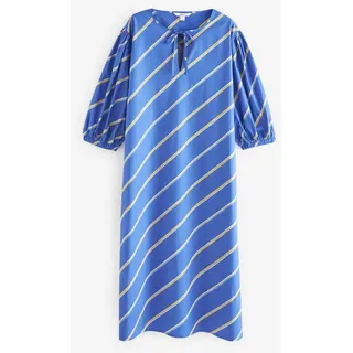 Next Maxikleid Maxikleid mit Puffärmeln aus Baumwollpopeline (1-tlg) blau 38 (GB: 10)