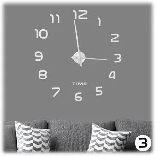 Relaxdays DIY Wanduhr 0,00 3D silber