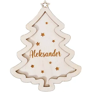 Christbaumkugel Mit Namen, Personalisiert, Aus Holz, Als Geschenk Für Den Weihnachtsbaum, 1 Stück