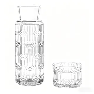 Wasserkaraffe mit Glas 630 ml Nachttischkaraffe aus Glas | Nachttischkaraffe aus Glas mit 630 ml Fassungsvermögen und Trinkglas für Wasser, Saft oder Getränke.