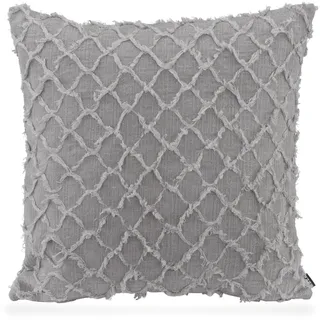 Dekokissen H.O.C.K. "Nuvole", grau (grau, unifarben), B:60cm H:10cm L:60cm, Baumwolle, Polyester, Dekokissen_Sitzkissen_Kissenhüllen, Sofakissen inkl. Füllung, mit Fransen, Boho-Style