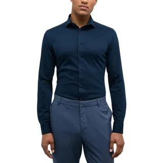 ETERNA Slim Fit 1863 Hemd Langarm Haifischkragen Jersey Nachtblau - 43 Kragen / 67 Ärmel