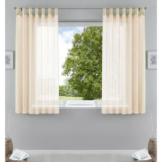 Gardinenbox Gardine Schlaufen 140 x 175 cm creme 2 St.