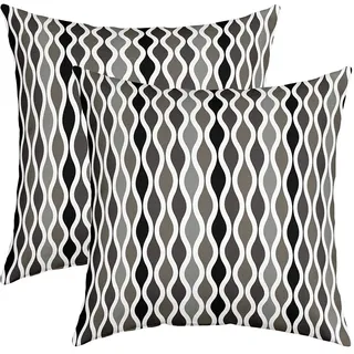 2er Set Kissenbezüge Grau Schwarz Geometrisch Kreis Kissenbezüge 60x60cm Geometrie Dekokissen Home Wohnzimmer Dekor Streifenlinie Modern Art Kissenbezug Dekorative Kissenhülle Sofakissen Couchkissen