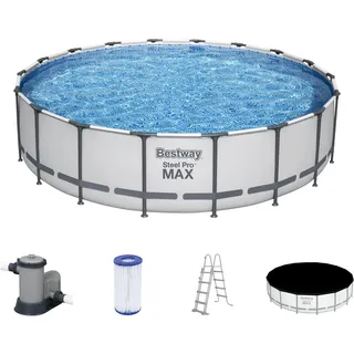 BESTWAY Steel Pro Max Frame Pool Set 549 x 122 cm lichtgrau inkl. Filterpumpe
