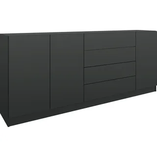 Sideboard BORCHARDT MÖBEL "Vaasa" Sideboards Gr. B/H/T: 190 cm x 79 cm x 35 cm, 4, schwarz (schwarz matt) Sideboards