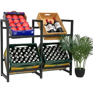 DanDiBo Ambiente Getränkekistenregal 4 Kisten 91 x 75 x 31 cm Schwarz