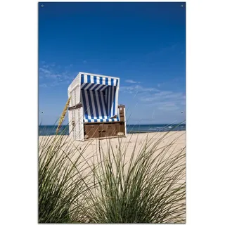 Wallario Outdoor-Poster für Garten oder Balkon Strandkorb, Motivbanner Größe: ca. 60 x 90 cm, Outdoor-Bild