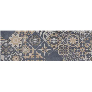 Primaflor Primaflor-Ideen in Textil Vinyl-Läufer Küchenläufer VERSAILLE, Made in Belgium, rechteckig, Höhe: 2,5 mm, Läufer aus Vinyl, abwischbar, Motiv Fliesenoptik Ornamente, Küche blau 60 cm x 200 cm x 2,5 mm