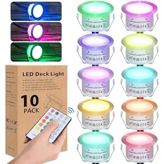 LED-Einbaustrahler Außendurchmesser 42 mm, IP67 wasserdicht, mit Fernbedienung, RGB dimmbar, Terrassen-Einbaustrahler, Outdoor für Terrasse, Garten