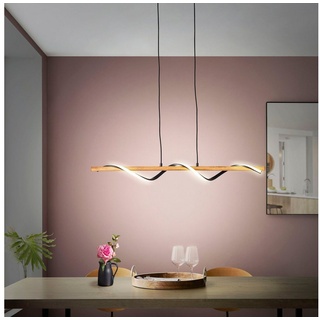 Home affaire Pendelleuchte Amanlis, LED fest integriert, Warmweiß, Hängelampe über Wandschalter dimmbar, warmweißes Licht, Holz /Metall beige|schwarz