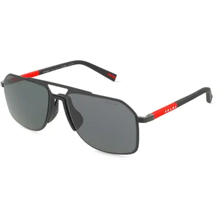 Prada Linea Rossa 0PS B51S Herren-Sonnenbrille Vollrand Pilot Metall-Gestell, schwarz
