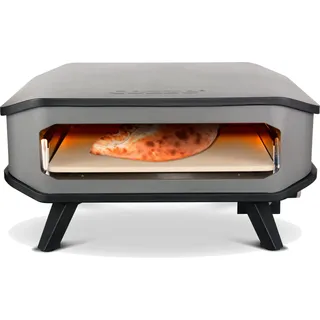 cozze - 90346 17" Gas Pizza Ofen | Pizzaofen mit Pizzastein | Gasgrill bis 400°Grad | mit 42,50 x42,50 cm Pizzastein | Geeignet für Terrasse, Balkon und Garten | 8kW, Black