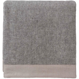 URBANARA Wolldecke FYN 220x240 cm Grau/Natur - 100% Reine skandinavische Schurwolle mit Leinenborte – Wärmender Überwurf aus hochwertiger Wolle