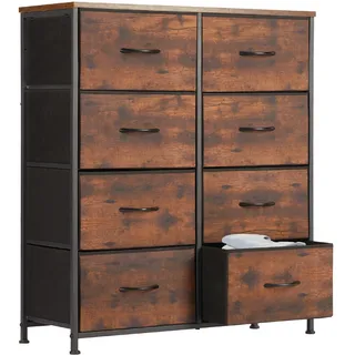 Sweetcrispy Kommode für Schlafzimmer mit 8 Stoffschubladen, Gelb-braun | Breite Schublade, Mit Griffen, TV Stand, Für Wohnzimmer, Für Kinderzimmer
