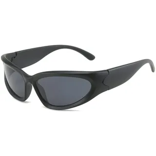 LJCZKA Vintage Sonnenbrille Wrap Around für Herren Damen - Futuristisch Sonnenbrillen Radsportbrille Sport Fahrradbrille mit UV-Schutz - M