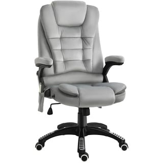 Vinsetto Massage Sessel, Bürostuhl mit Massagefunktion, Gaming Stuhl, höhenverstellbarer Chefsessel, ergonomischer Drehstuhl, PU, Grau, 67 x 67 x...