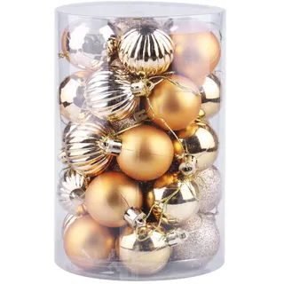 34 Stück Weihnachtskugeln Acrylkugeln Kunststoffkugeln zum Befüllen 4cm Plastik Durchsichtige Kugeln Dekokugeln Transparent Bastelkugeln Weihnachtsbaumkugeln Geeignet zum Befüllen Aufhängen (Gold)