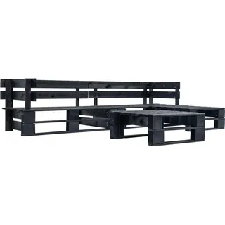 vidaXL Garten-Paletten-Sofagarnitur Loungeset schwarz