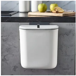 TUWENA Mülleimer Küchen Mülleimer mit Deckel 10L Biomülleimer, Wasserdicht Wandmontage weiß