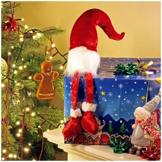 com-four® Premium Kantenhocker, große Wichtel in XXL für die Weihnachtsdeko | Handmade Weihnachtsmann Figur als Dekoartikel für Fensterbank und Kamin - schwedische Sammlerfiguren