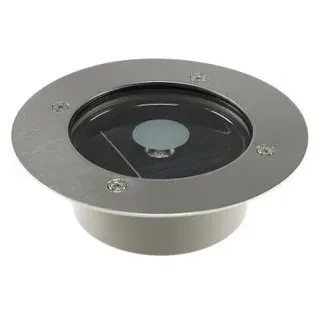 ChiliTec Bodeneinbaustrahler Edelstahl Ø 12 x 4 cm Solar inkl. Dämmerungssensor Weiß
