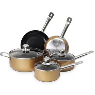 Antihaftbeschichtete Töpfe und Pfannen Set - Induktionskochfeld Töpfe Set - 8 Stück Küche Kochgeschirr mit Deckel - Kochen Kupfer Topf Töpfe und Pfannen - von Nuovva