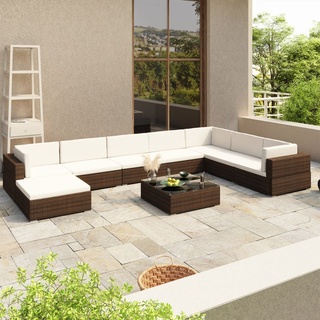 8-tlg. Garten-Lounge-Set mit Auflagen Poly Rattan Braun , Gartenmöbel-Sets Design 2024