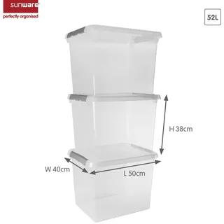 SUNWARE Aufbewahrungsbox Comfort Line 38 x 50 x 40 cm 3-tlg. transparent
